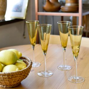Vintage champagneglas gult glas