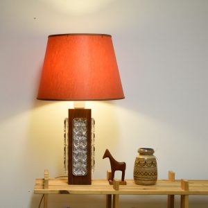 Bordslampa teak glas Elpe Armatur 1960-tal