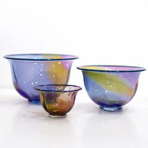 Tre handblåsta skålar Ann Wolff, Jan-Erik Ritzman & Sven-Åke Carlsson, Transjö Glasbruk