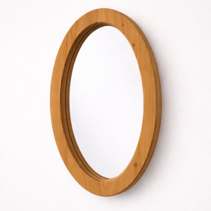 Vintage oval spegel i trä – 54 x 32 cm