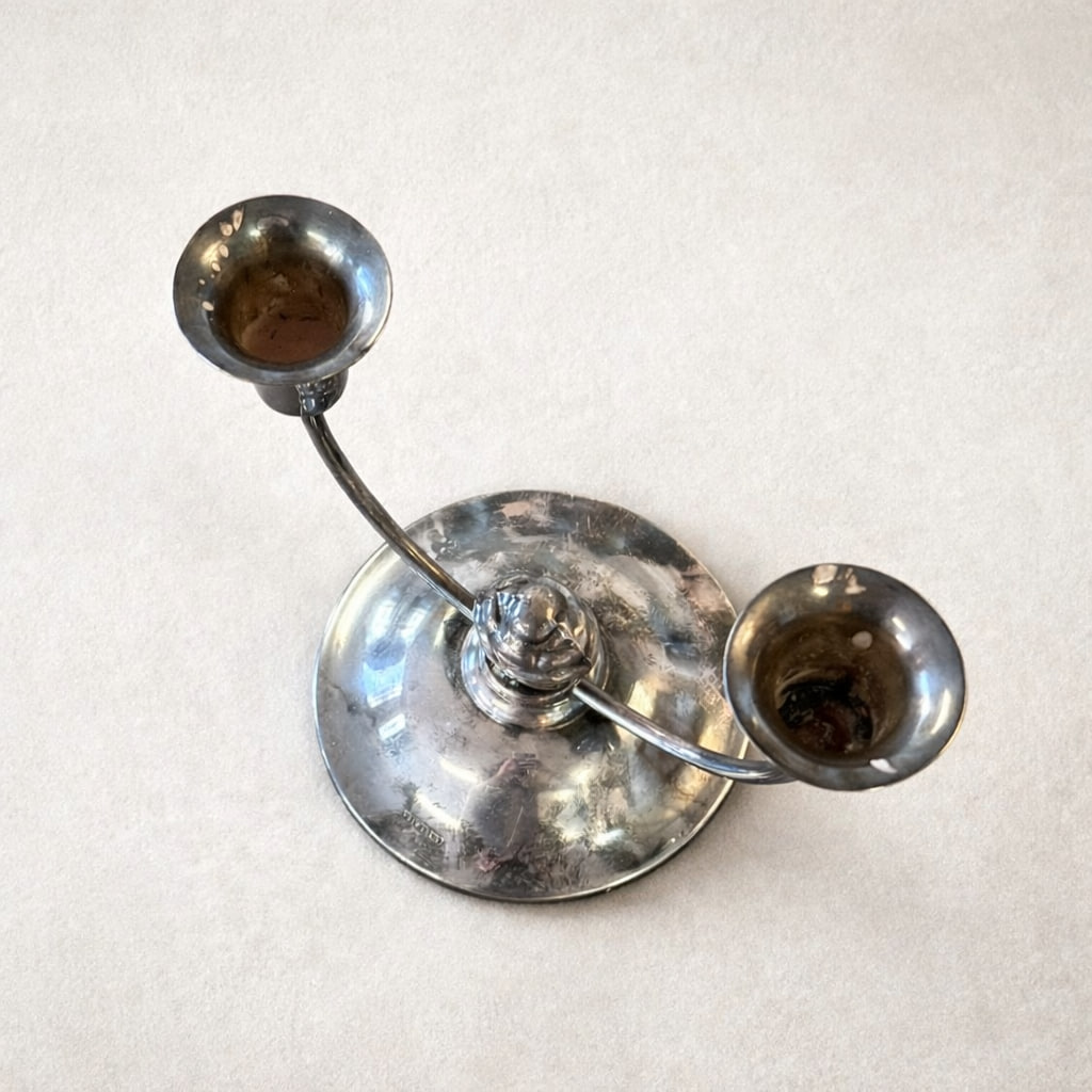 tvåarmad vintage ljusstake metall