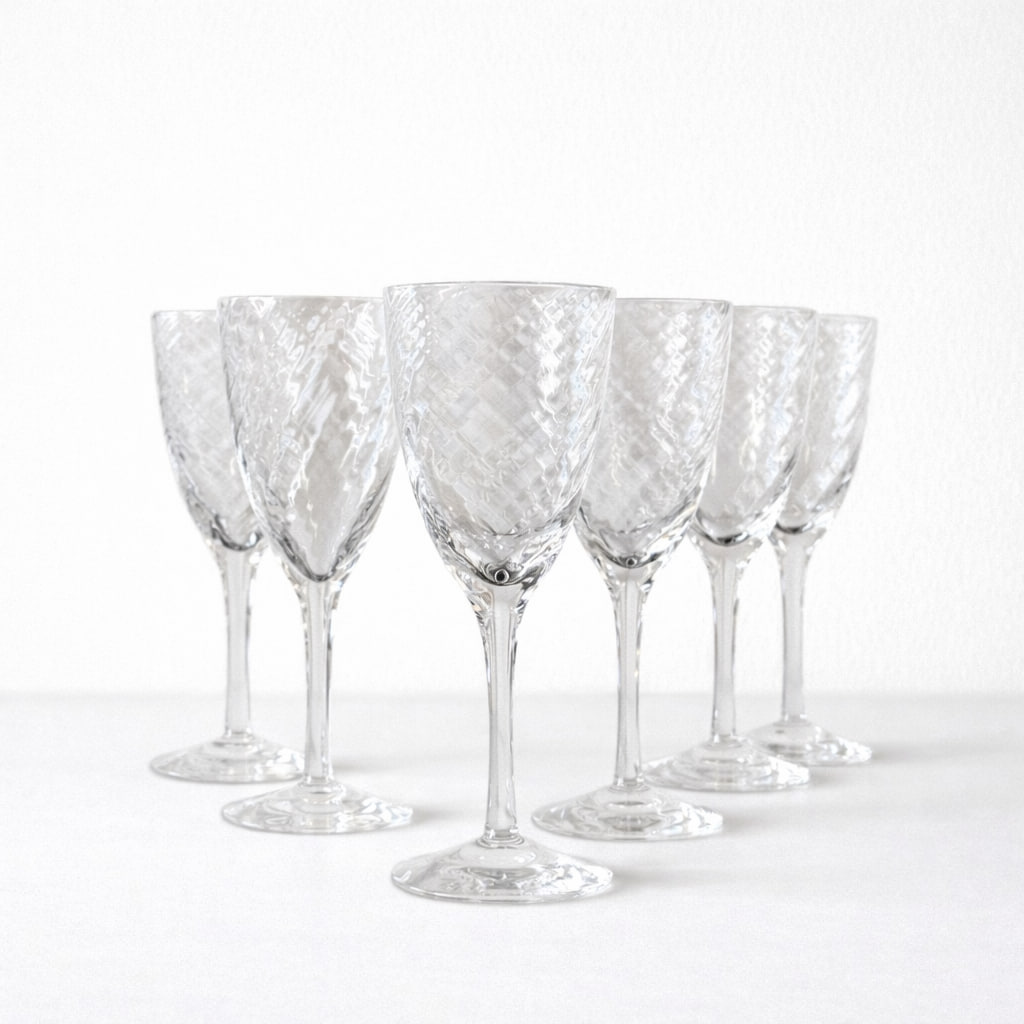 Vintage vinglas från Skruf – slipat glas, 8 st