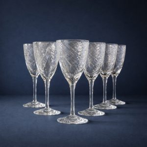 Vintage vinglas från Skruf – slipat glas, 8 st