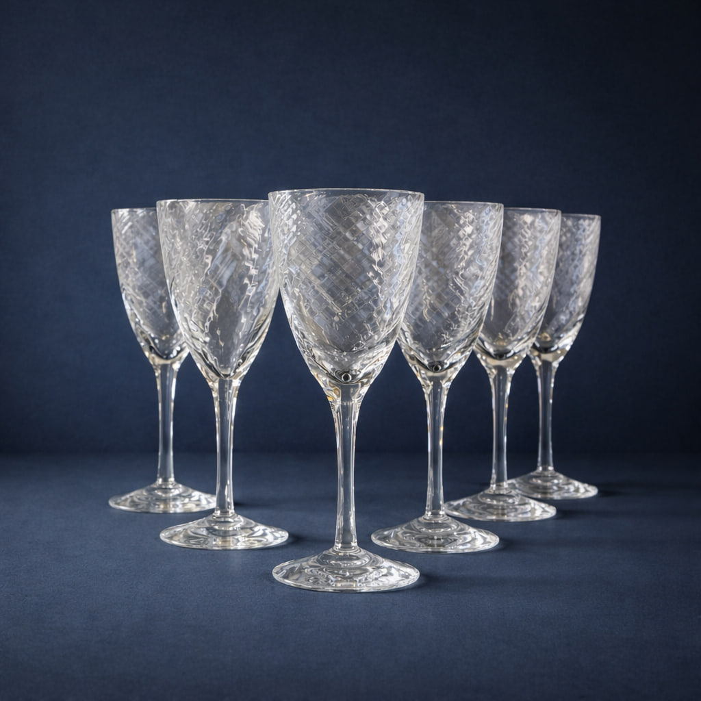 Vintage vinglas från Skruf – slipat glas, 8 st