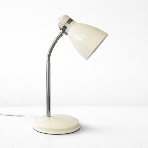 vintage bordslampa vit krom böjbar arm