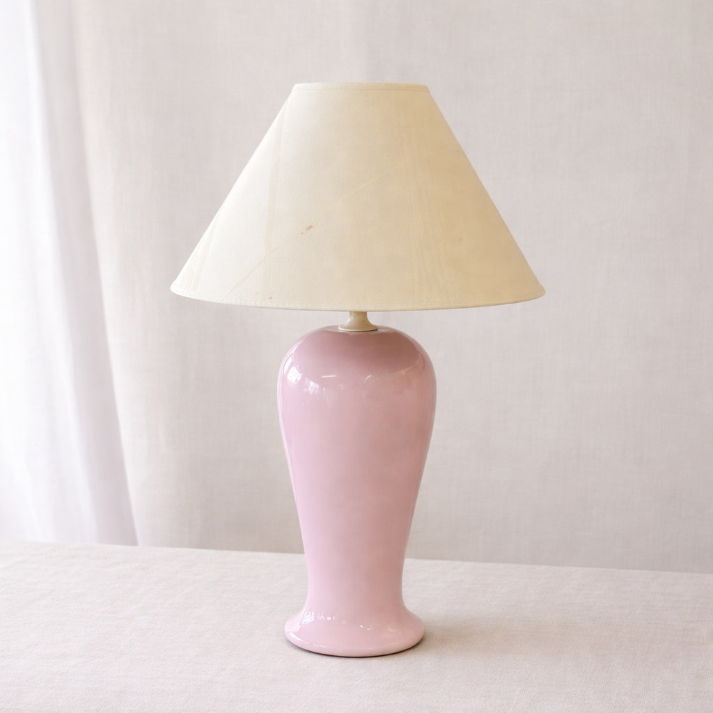 vintage lampa rosa porslin keramik
