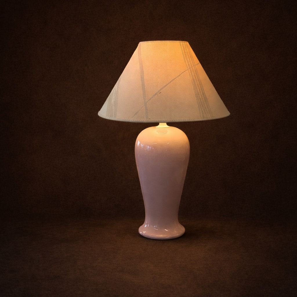 vintage lampa rosa porslin keramik