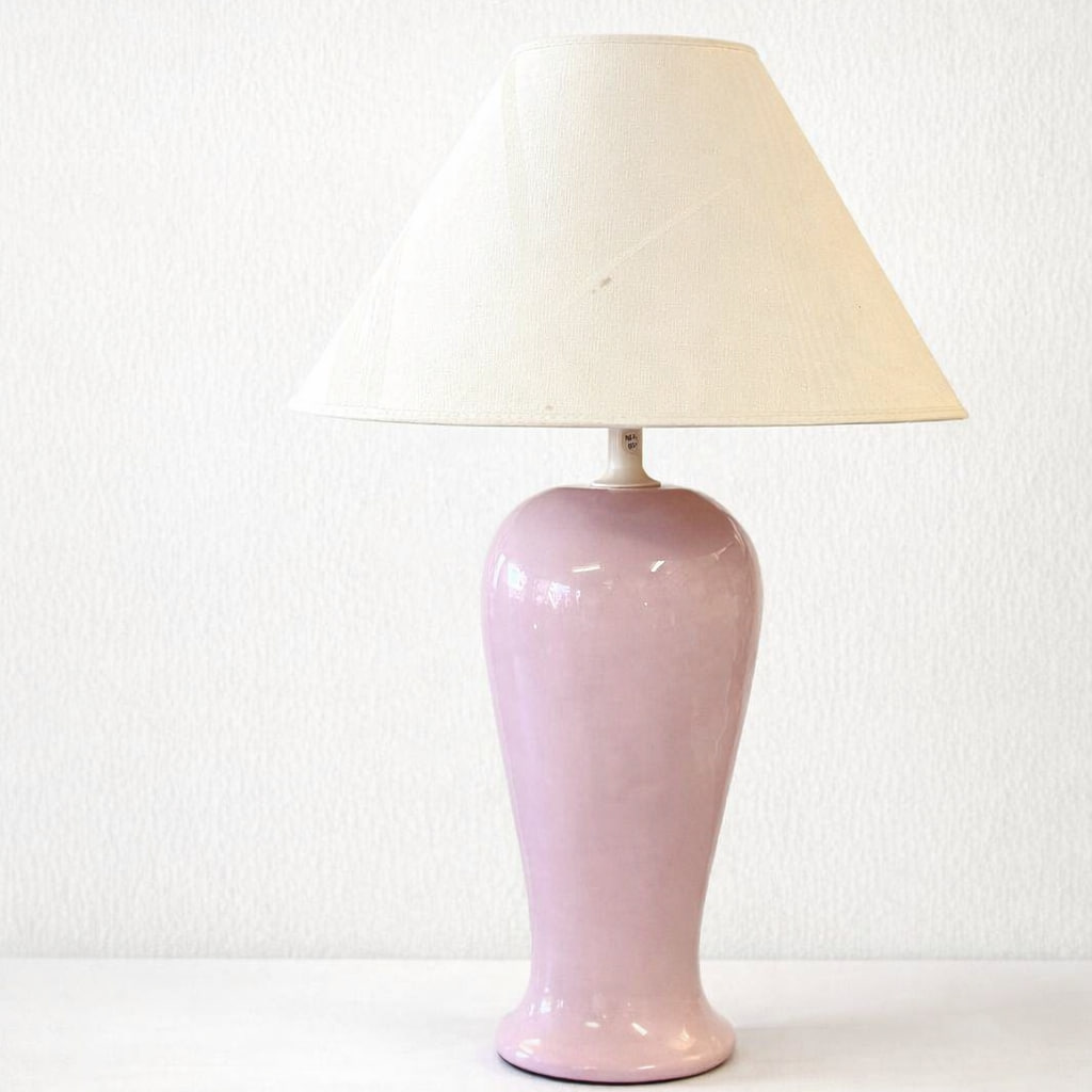 vintage lampa rosa porslin keramik