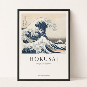Hokusai-affisch med det ikoniska motivet Den stora vågen utanför Kanagawa