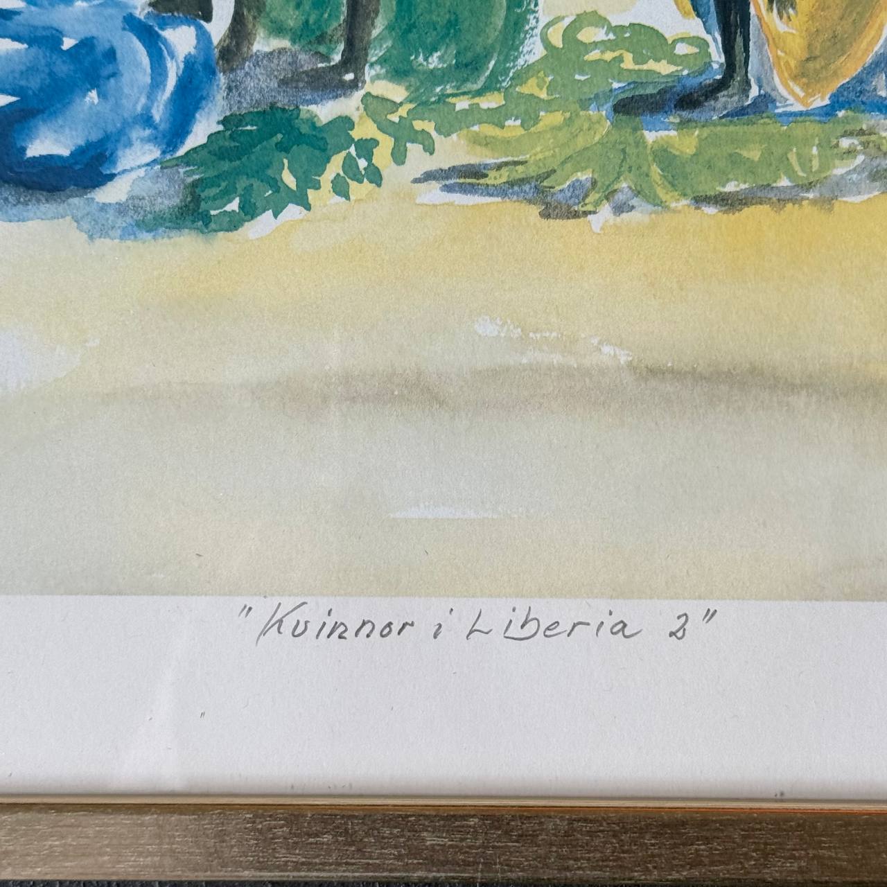 ”Kvinnor i Liberia 2” – signerad litografi av Birgit Tylén från 1986