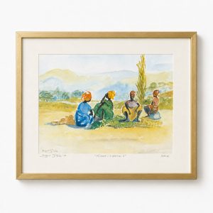 ”Kvinnor i Liberia 2” – signerad litografi av Birgit Tylén från 1986