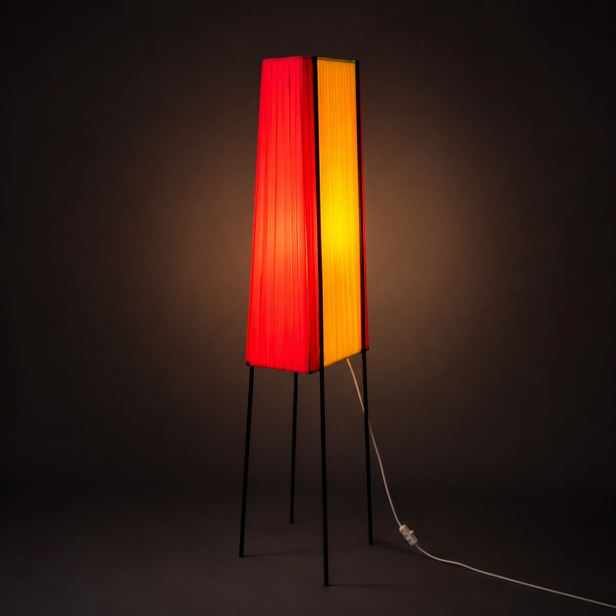 Vintage golvlampa röd och gul